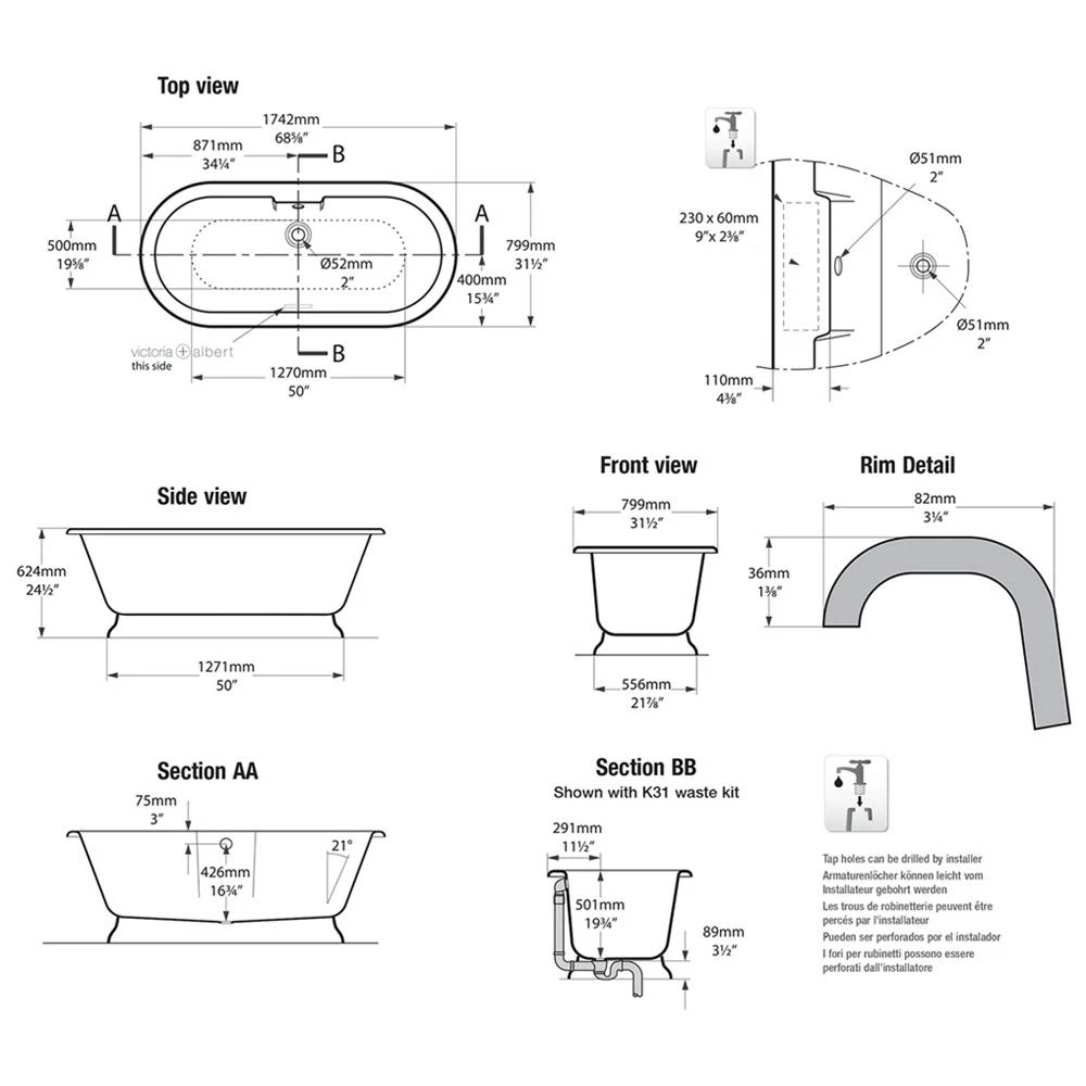 Victoria & Albert York Freistehende Badewanne 6 Victoria & Albert York Freistehende Badewanne – Bild 4