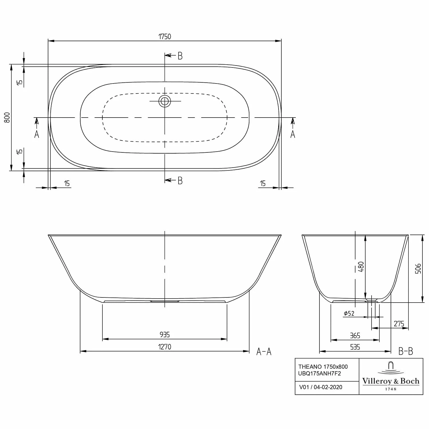 Villeroy & Boch Theano Freistehende Badewanne 175 X 80 Cm 5 Villeroy & Boch Theano Freistehende Badewanne 175 X 80 Cm – Bild 3