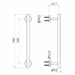 Herzbach DEEP GREY Wannengriff/Handtuchhalter 30 Cm