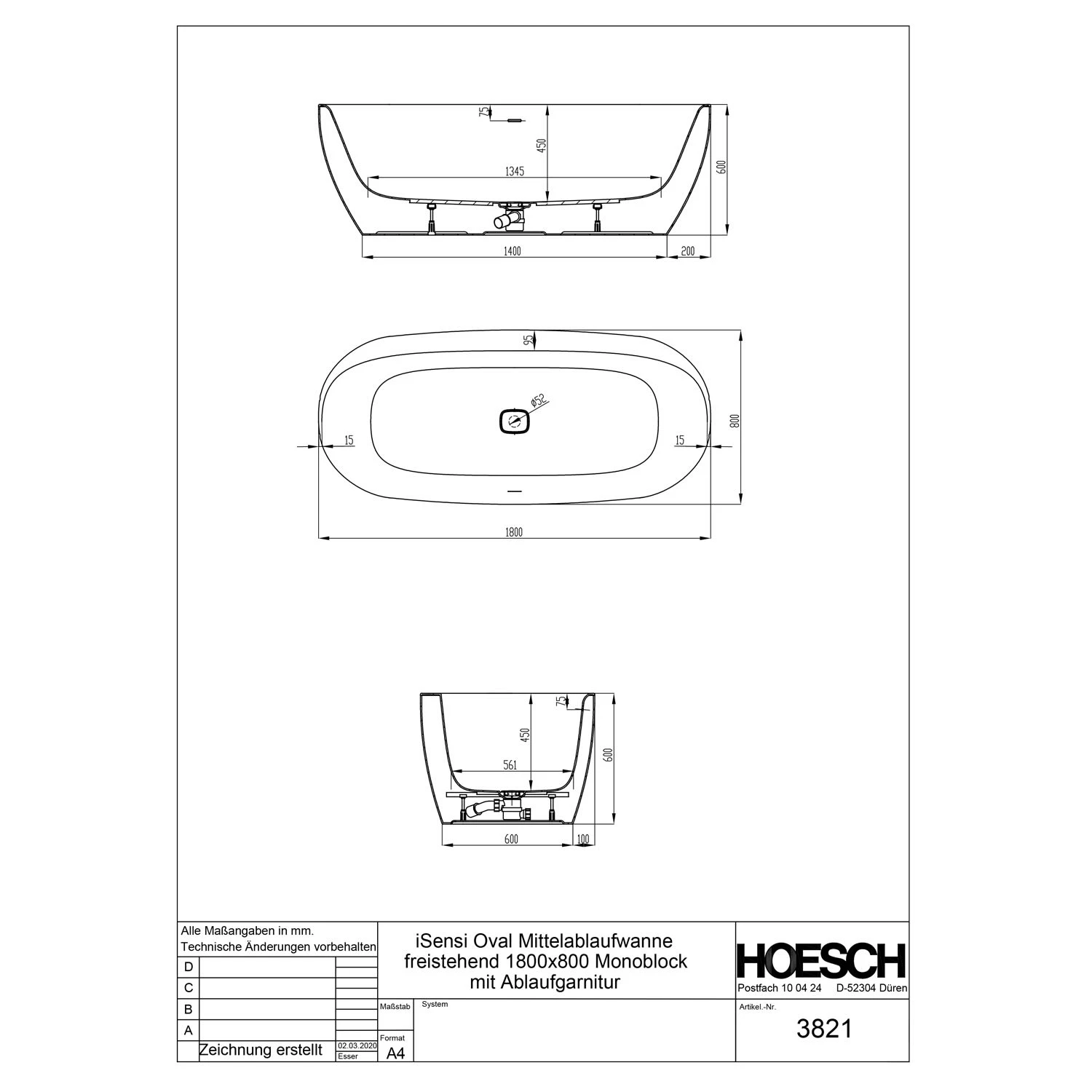Hoesch ISensi Ovalbadewanne 180 X 80 Cm Freistehend 4 Hoesch ISensi Ovalbadewanne 180 X 80 Cm Freistehend – Bild 2