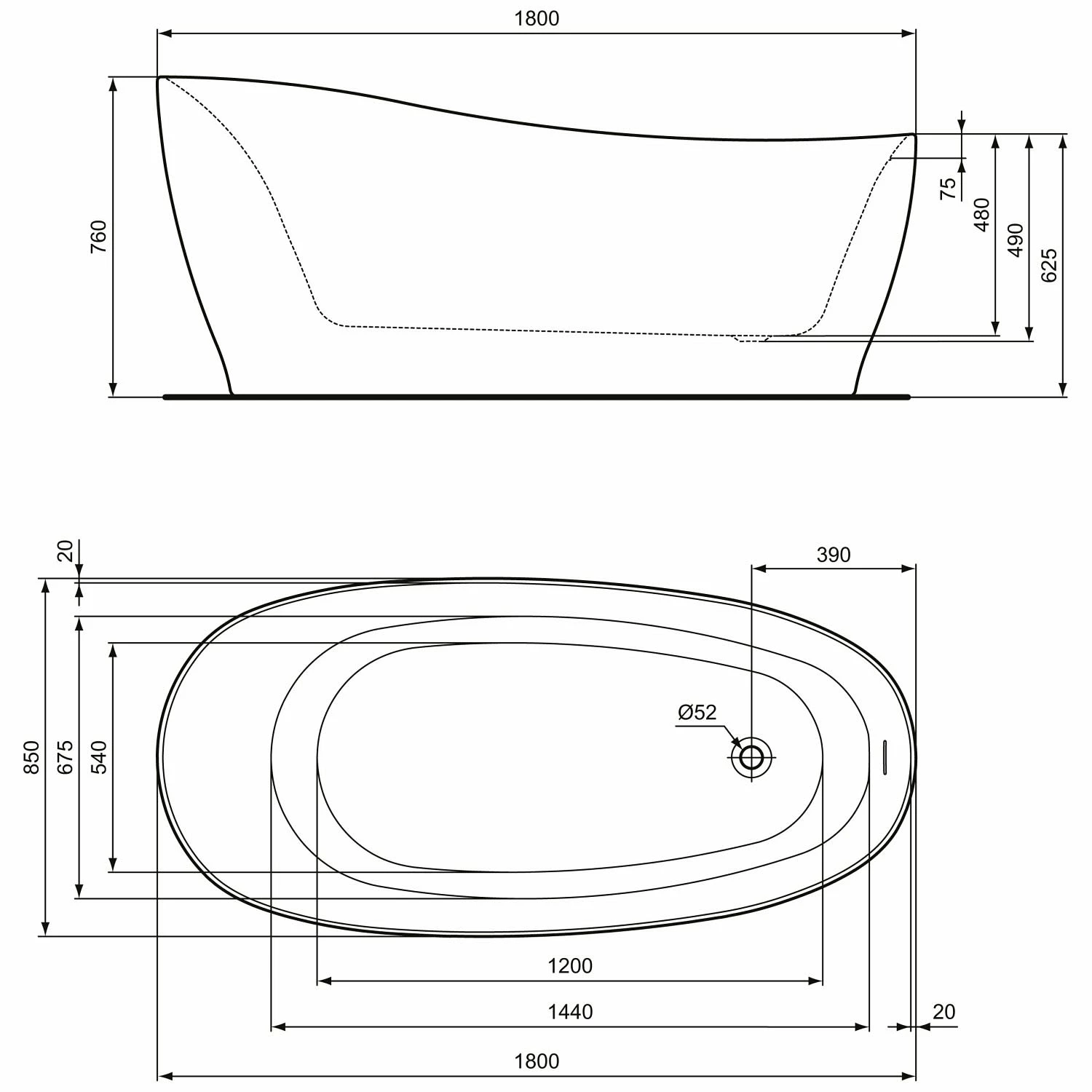Ideal Standard Around Freistehende Körperform-Badewanne 180 X 85 Cm, Inkl. Ab- Und Überlauflaufgarnitur 6 Ideal Standard Around Freistehende Körperform-Badewanne 180 X 85 Cm, Inkl. Ab- Und Überlauflaufgarnitur – Bild 4