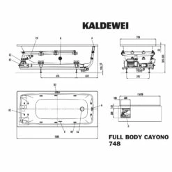 Kaldewei Cayono 748 Whirlpool Mit FULL BODY Whirlsystem, Ab-und Überlauf Mit Wassereinlauf