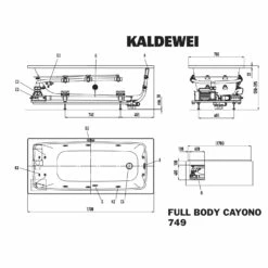 Kaldewei Cayono 749 Whirlpool Mit FULL BODY Whirlsystem, Ab-und Überlauf Mit Wassereinlauf, Perl-Effekt