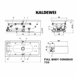 Kaldewei Conoduo 733 Whirlpool Mit FULL BODY Whirlsystem, Ab-und Überlauf Mit Wassereinlauf, Perl-Effekt