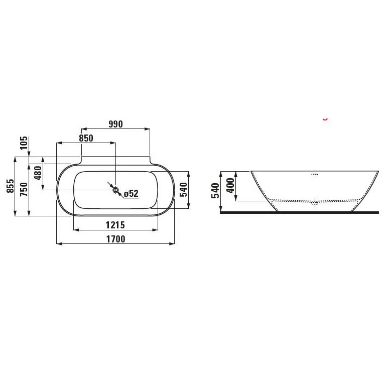 LAUFEN LUA Wandangebundene Badewanne 170 X 85,5 Cm 4 LAUFEN LUA Wandangebundene Badewanne 170 X 85,5 Cm – Bild 2