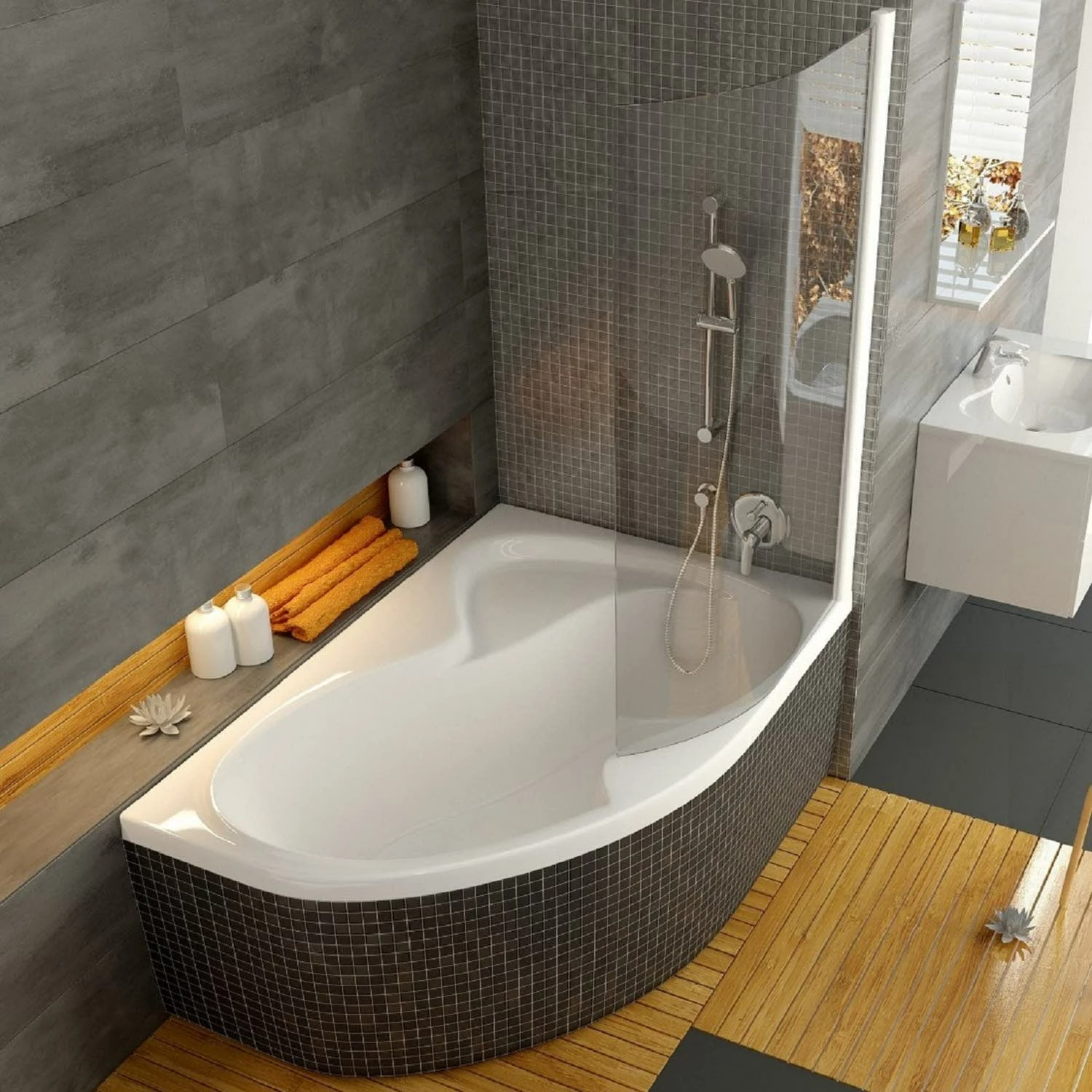 RAVAK Rosa II 160 X 105 Cm Eck-Badewanne Mit Duschbereich Rechts 5 RAVAK Rosa II 160 X 105 Cm Eck-Badewanne Mit Duschbereich Rechts – Bild 3