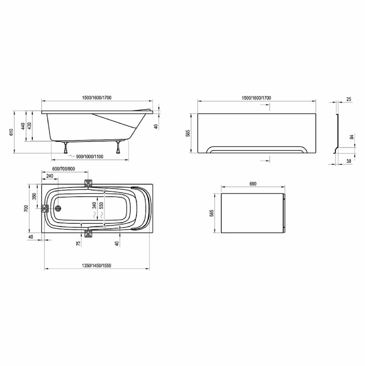 RAVAK Vanda II Badewanne 160 X 70 Cm, Rechteckig 5 RAVAK Vanda II Badewanne 160 X 70 Cm, Rechteckig – Bild 3