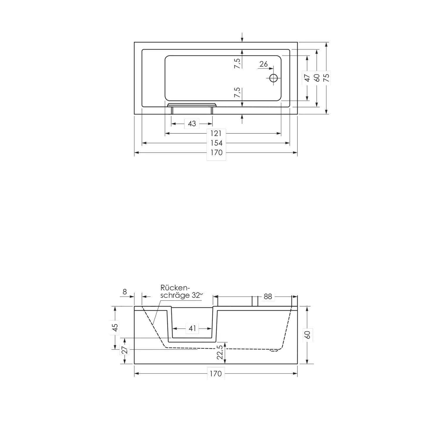 Repabad Livorno Mono Easy Duschbadewanne 170 X 75 Cm, Einstieg Links 6 Repabad Livorno Mono Easy Duschbadewanne 170 X 75 Cm, Einstieg Links – Bild 4