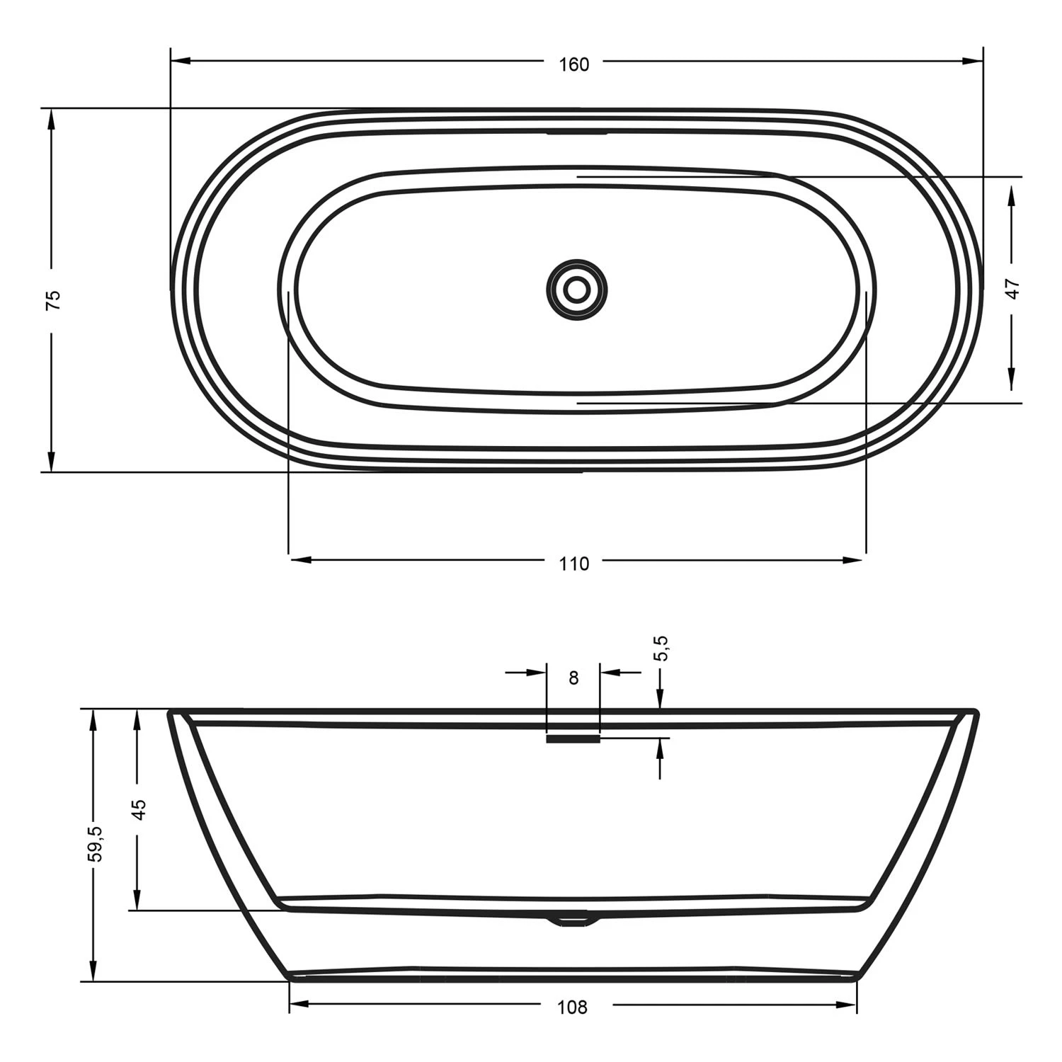 Riho Inspire Freistehende Badewanne 160 X 75 Cm Mit Riho Fall 6 Riho Inspire Freistehende Badewanne 160 X 75 Cm Mit Riho Fall – Bild 4