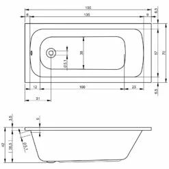 Riho Dola Rechteck-Badewanne 150 X 70 Cm