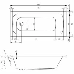 Riho Dola Rechteck-Badewanne 160 X 70 Cm