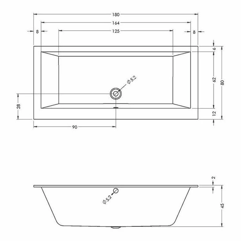 Riho Lugo Wall Rechteck-Badewanne 180 X 80 Cm 3 Riho Lugo Wall Rechteck-Badewanne 180 X 80 Cm