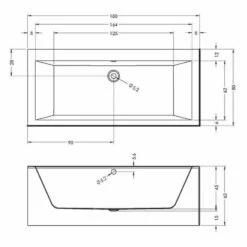 Riho Lugo Wall Rechteck-Badewanne, Plug & Play, Links 180 X 80 Cm