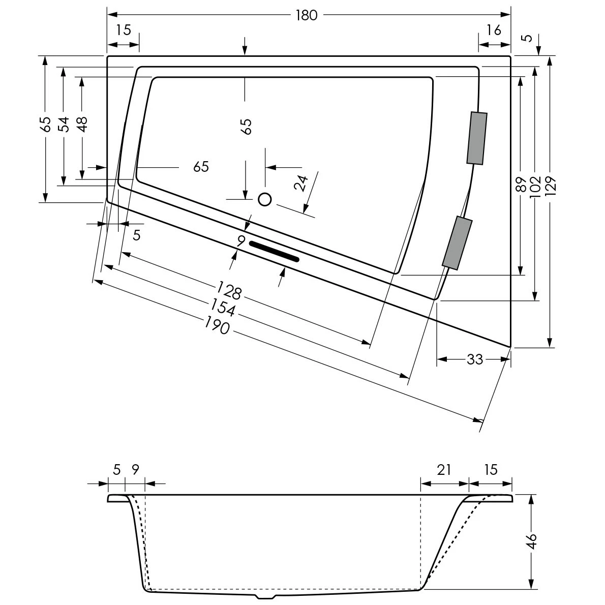 Steinkamp Life Eckbadewanne 180 X 130/65 Cm Mit Aquapunktur, Ecke Rechts Und Trio MT5 6 Steinkamp Life Eckbadewanne 180 X 130/65 Cm Mit Aquapunktur, Ecke Rechts Und Trio MT5 – Bild 4