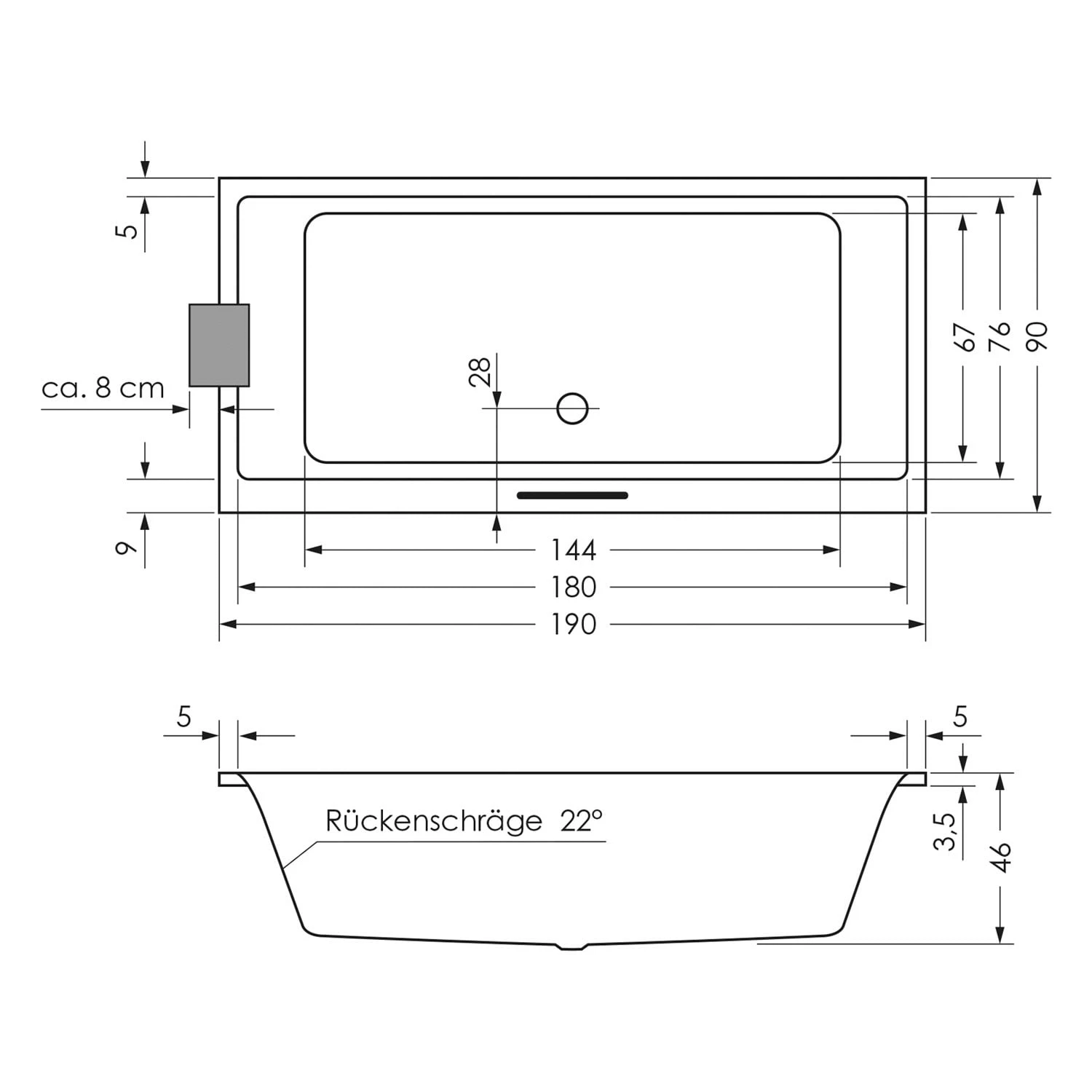Steinkamp Life Rechteck-Badewanne Mit Whirlsystem 190 X 90 Cm, Inkl. Viega Multiplex Trio MT5 6 Steinkamp Life Rechteck-Badewanne Mit Whirlsystem 190 X 90 Cm, Inkl. Viega Multiplex Trio MT5 – Bild 4