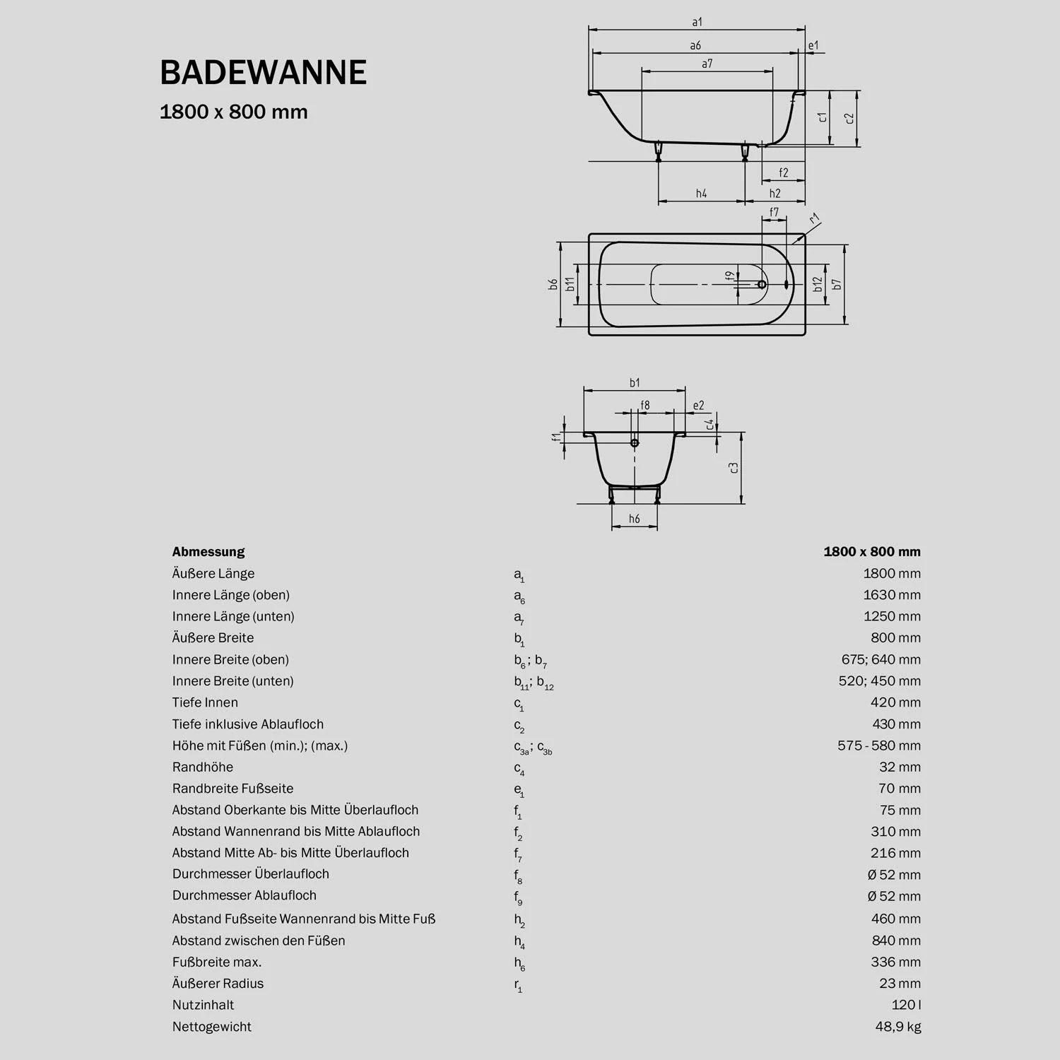 Sturotec Sturoform Rechteck-Badewanne 180 X 80 Cm 4 Sturotec Sturoform Rechteck-Badewanne 180 X 80 Cm – Bild 2