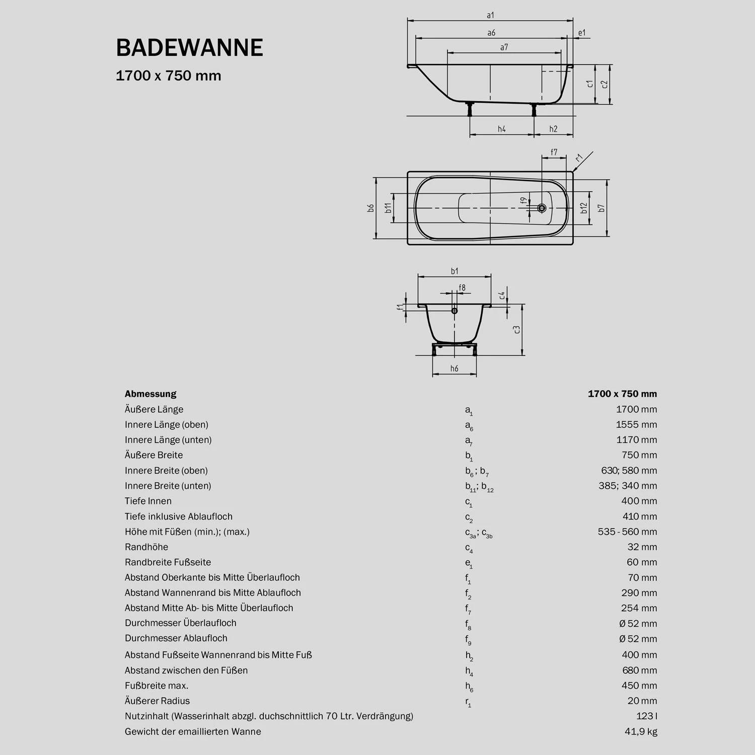 Sturotec Sturoform Rechteck-Badewanne 170 X 75 Cm 4 Sturotec Sturoform Rechteck-Badewanne 170 X 75 Cm – Bild 2