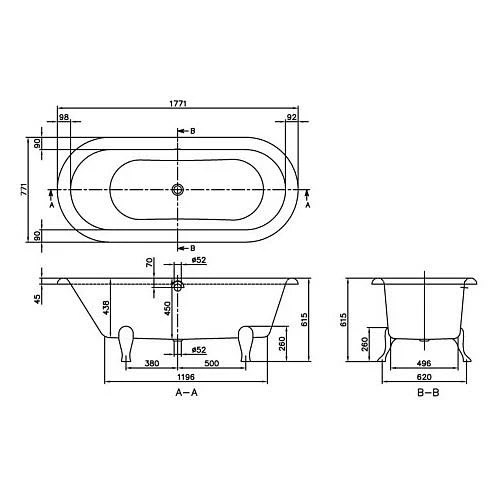 Villeroy & Boch Hommage Duo Badewanne 177,1 X 77,1 Cm, Freistehend 5 Villeroy & Boch Hommage Duo Badewanne 177,1 X 77,1 Cm, Freistehend – Bild 3