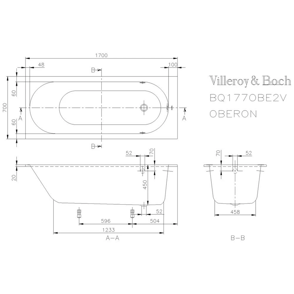 Villeroy & Boch Oberon Solo Badewanne 170 X 70 Cm 4 Villeroy & Boch Oberon Solo Badewanne 170 X 70 Cm – Bild 2