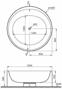 VitrA Istanbul Zylindrische Badewanne Freistehend